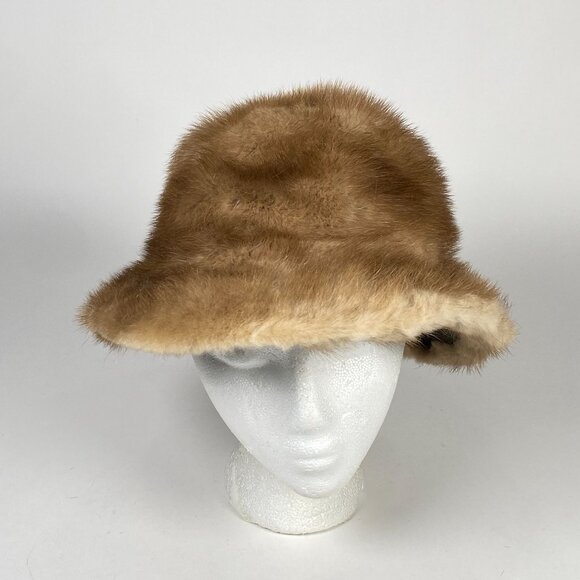 Vintage Adolfo Realities Mink Fur Cloche Bucket Hat Paris New York Winter - Picture 2 of 6